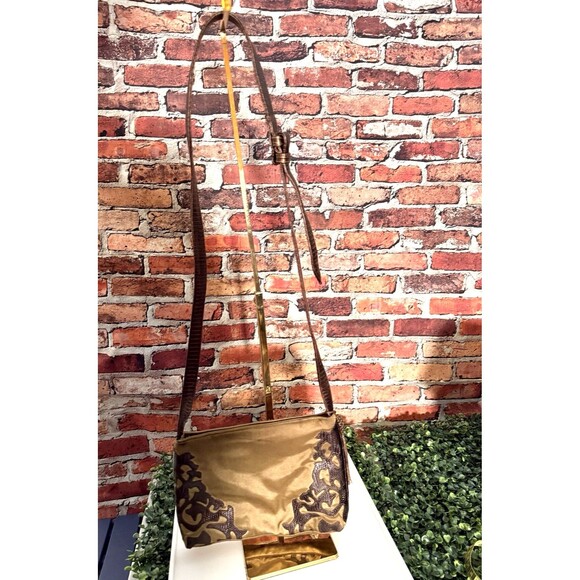 Sharif Made in USA Olive Satin Green & Brown Tassel  Bag Crossbody Purse long - Picture 4 of 10